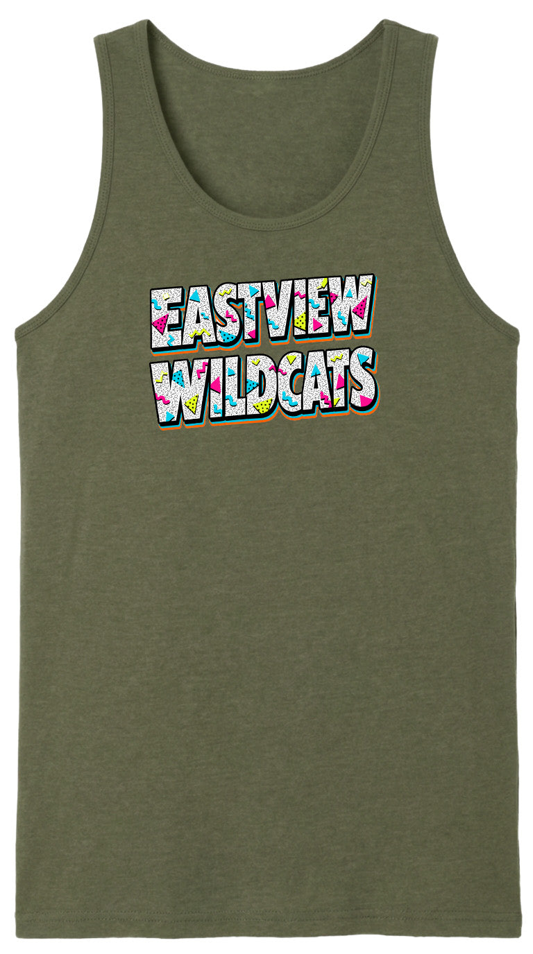 A green tank top with the text "EASTVIEW WILDCATS" printed on it.