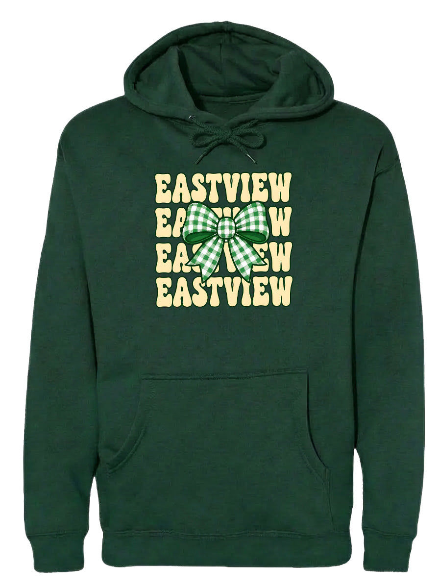 a green hoodie with a bow on it