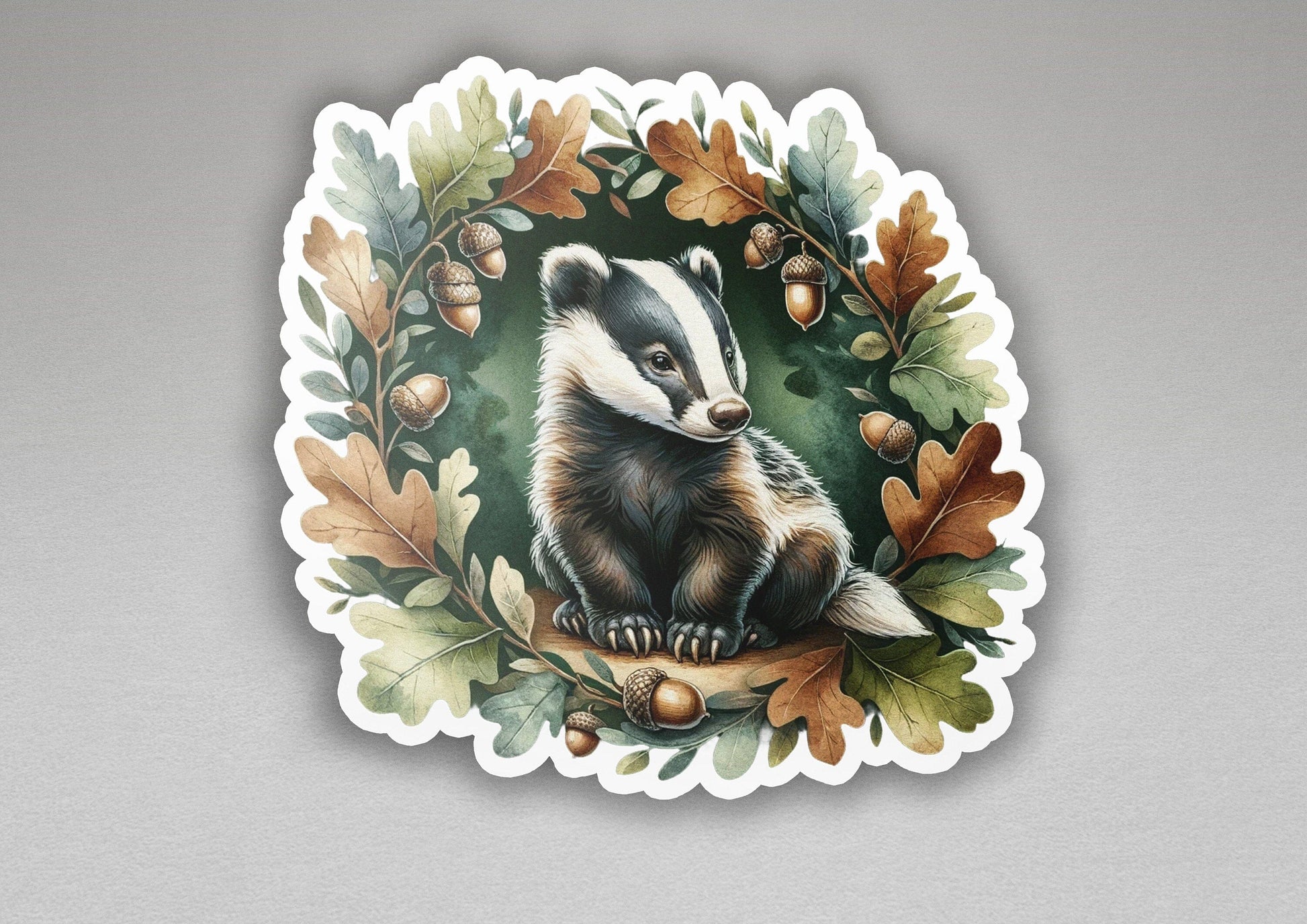 a sticker with a picture of a badger on it