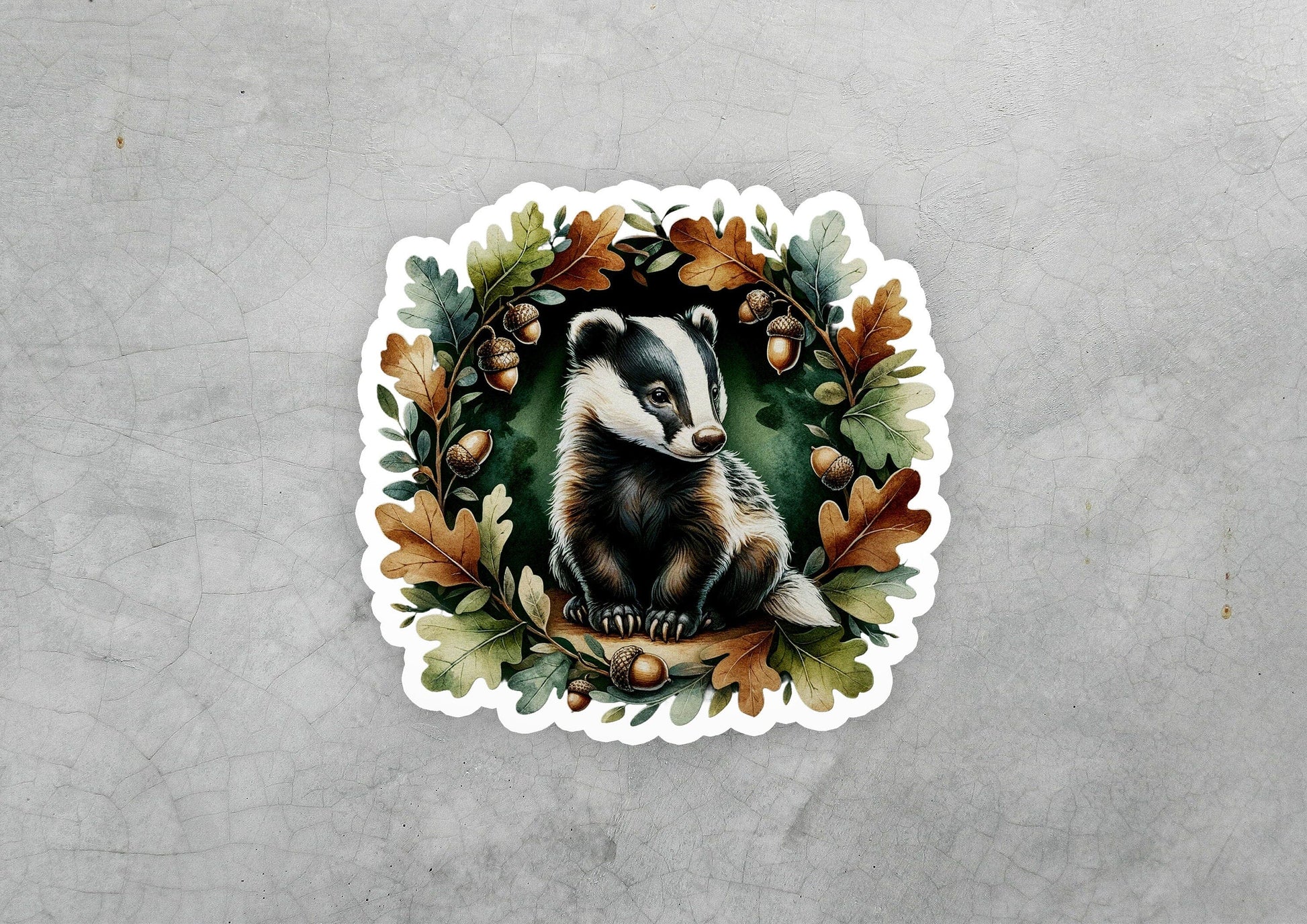 a sticker with a picture of a badger on it