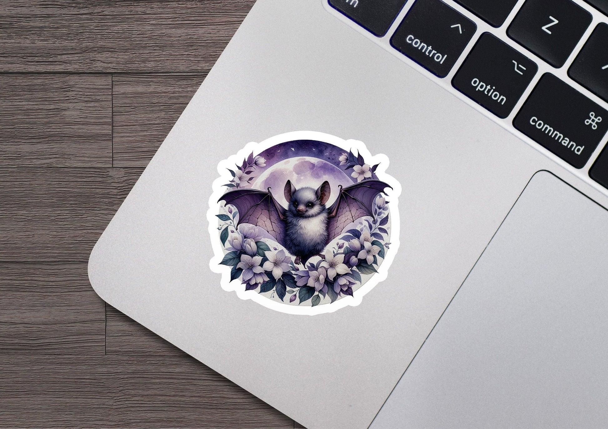 a sticker with a picture of a bat on it