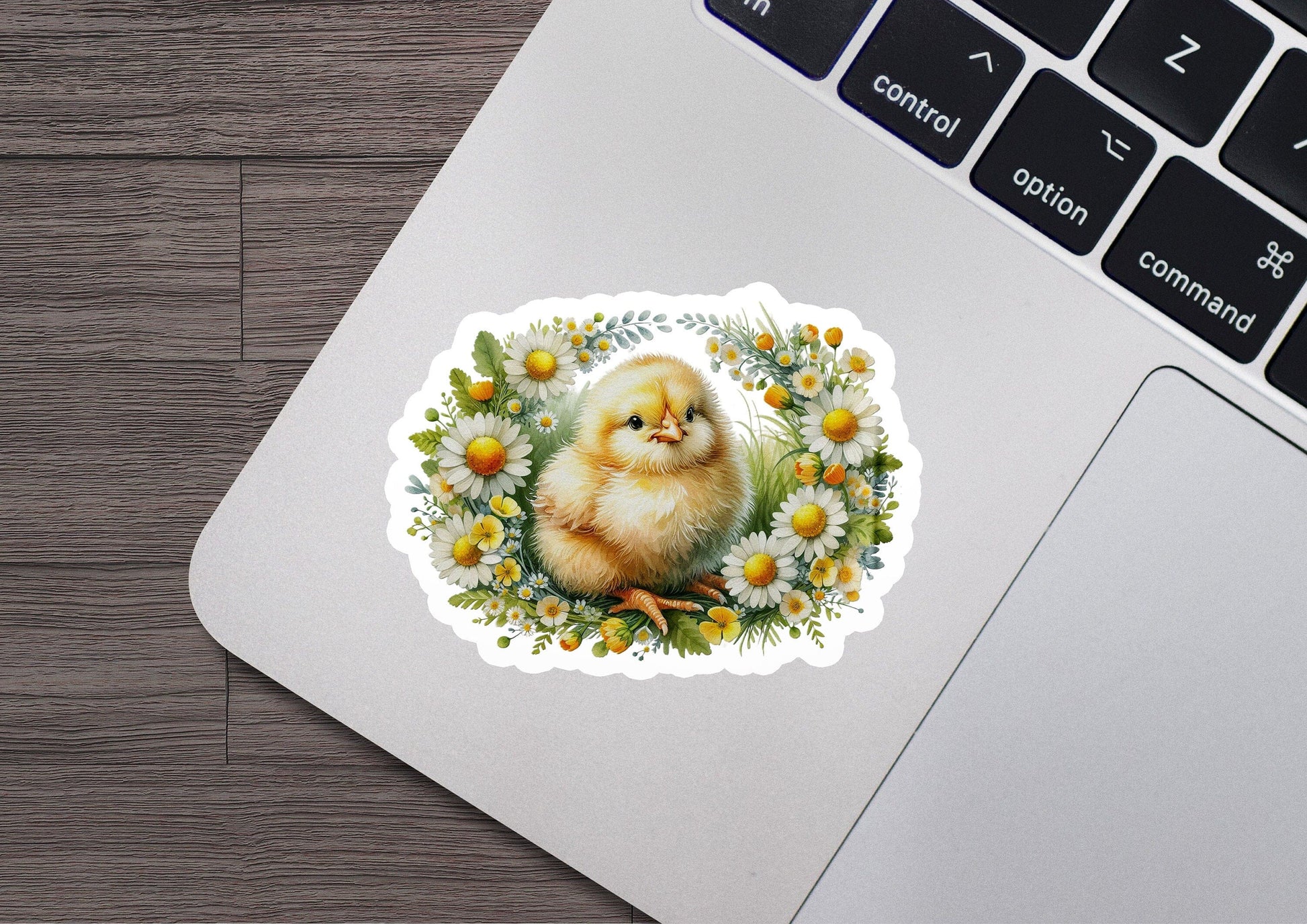 a sticker with a picture of a chicken on it