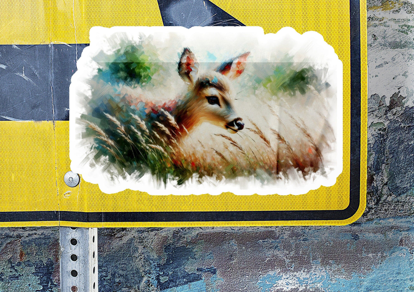 a picture of a deer on a street sign