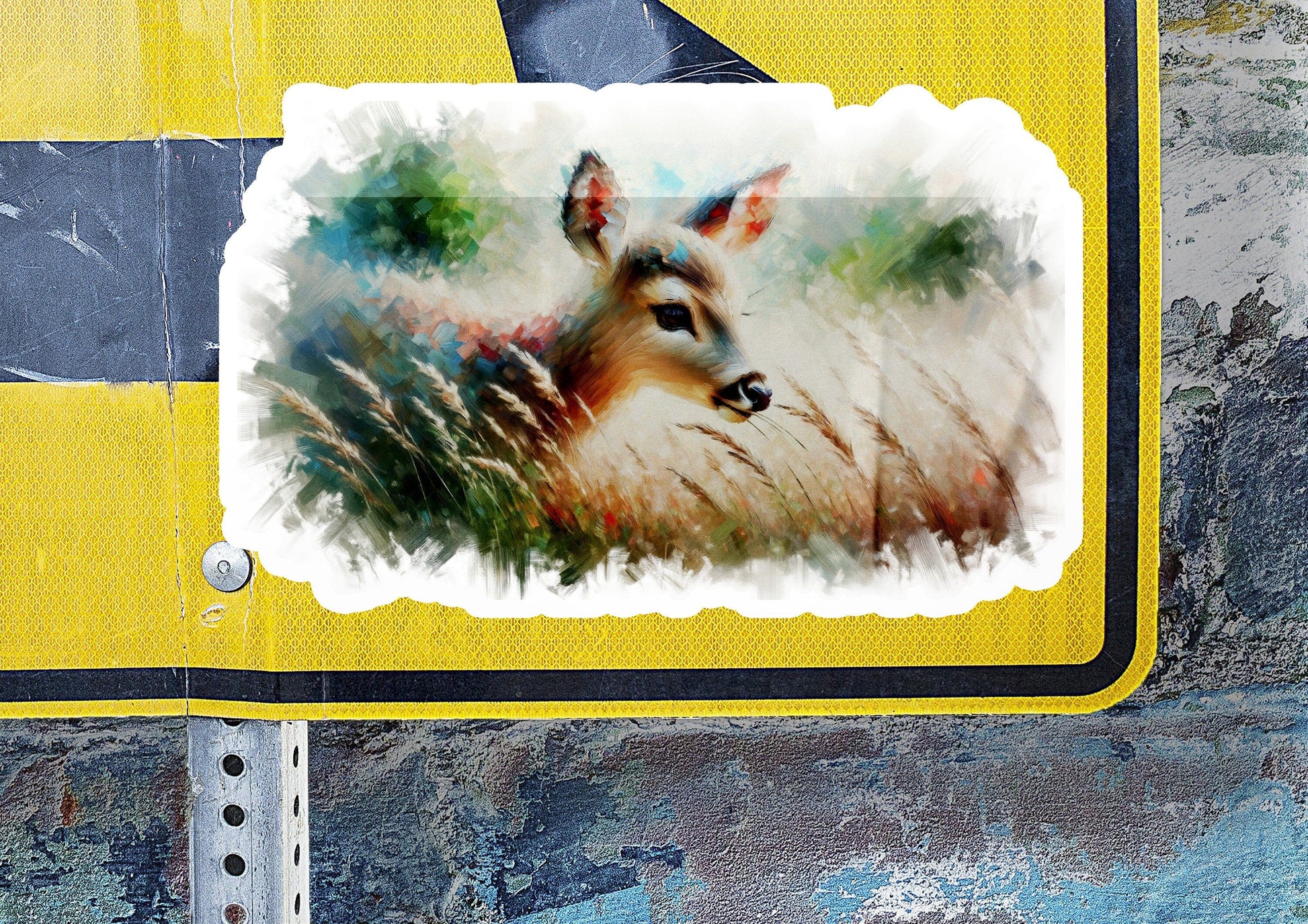a picture of a deer on a street sign