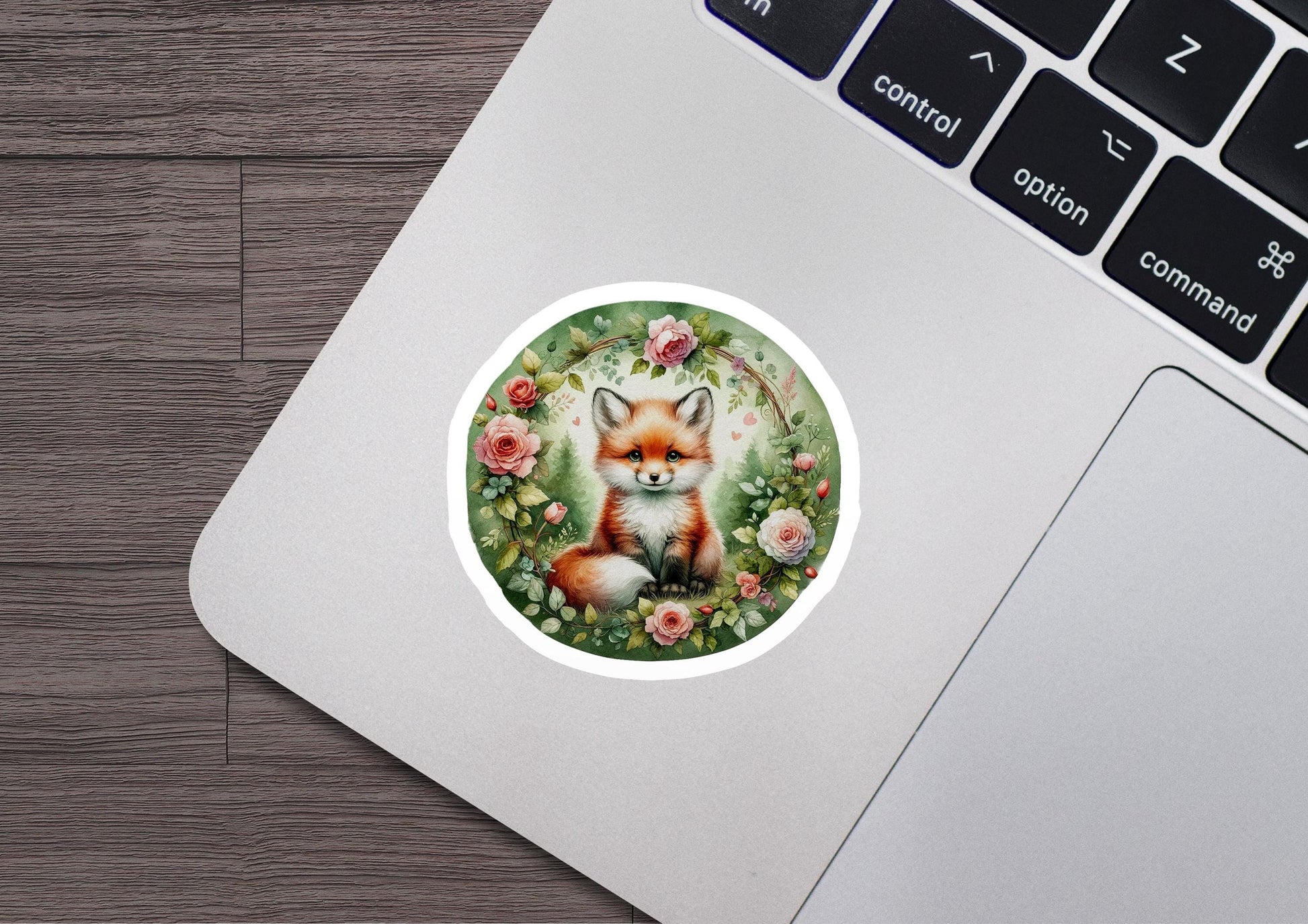 a sticker with a picture of a fox on it