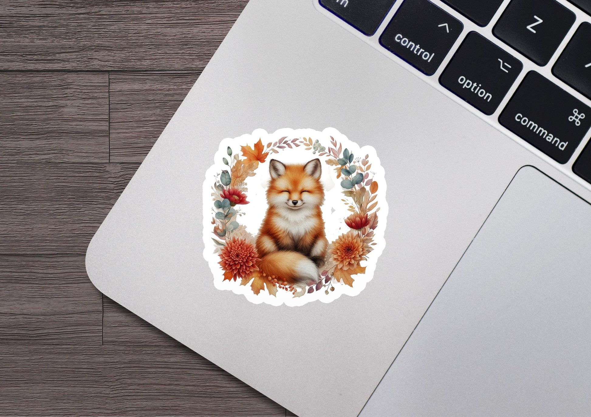 a sticker with a picture of a fox on it