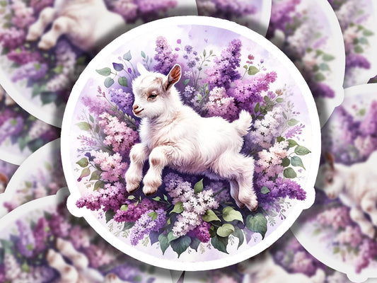 a picture of a goat surrounded by flowers