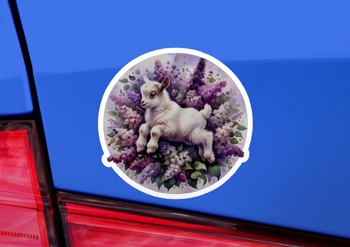 a sticker with a picture of a goat on it