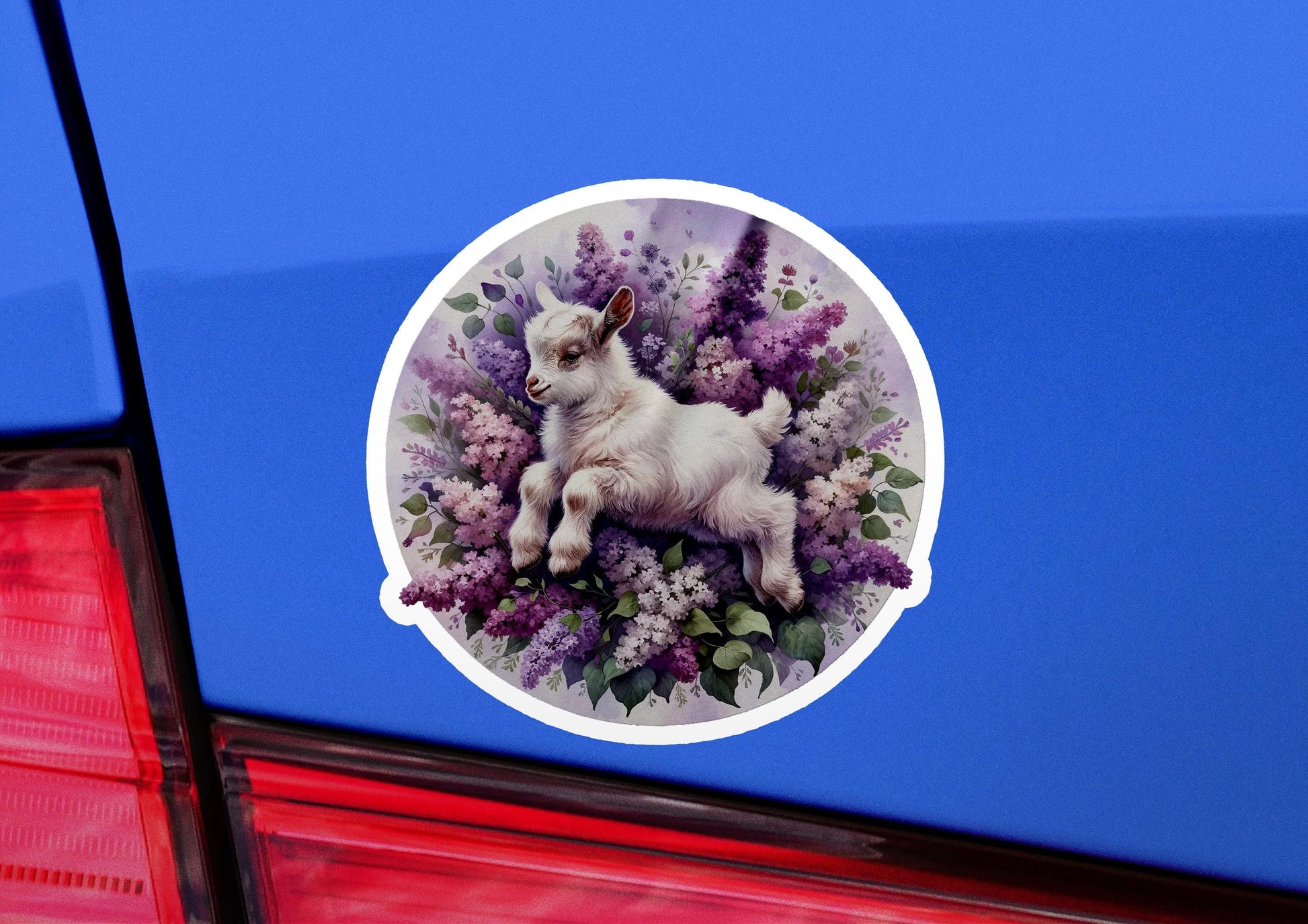 a sticker with a picture of a goat on it