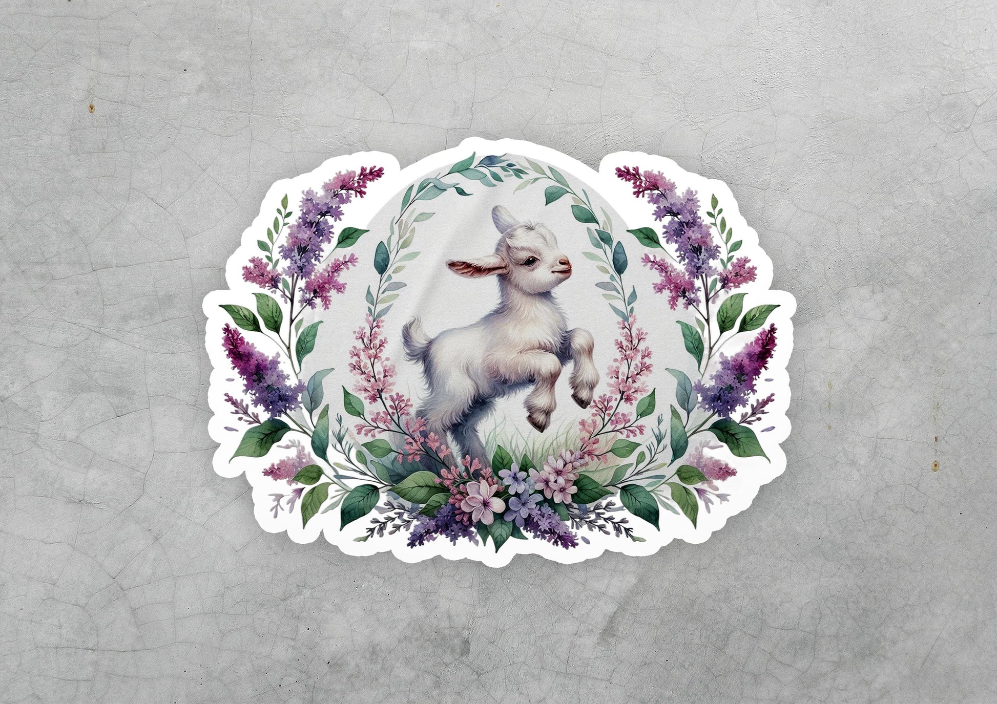 a sticker with a picture of a goat on it