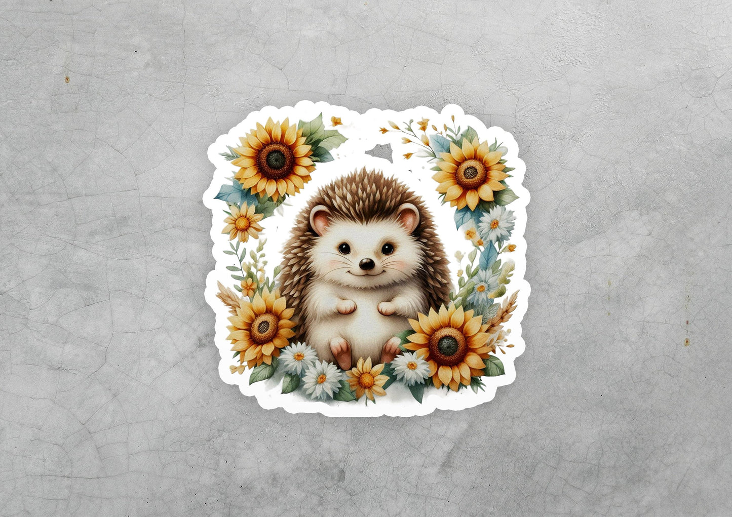 a sticker of a hedge surrounded by sunflowers