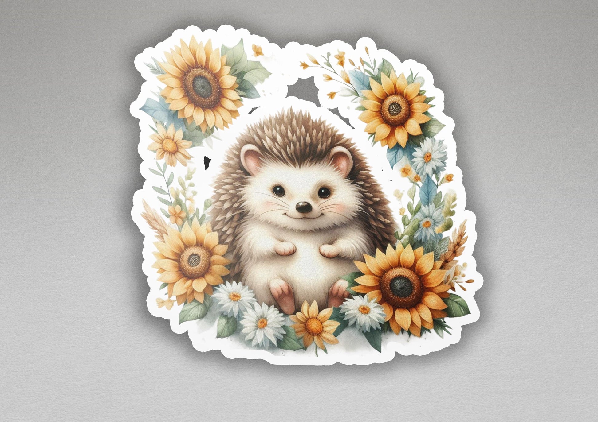 a sticker of a hedge surrounded by sunflowers