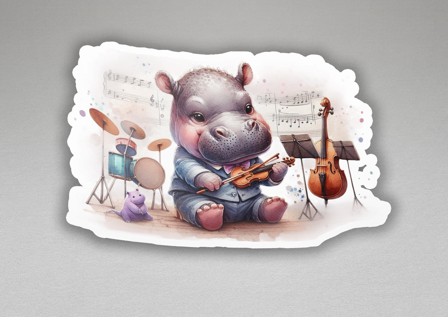 a picture of a hippo playing a violin