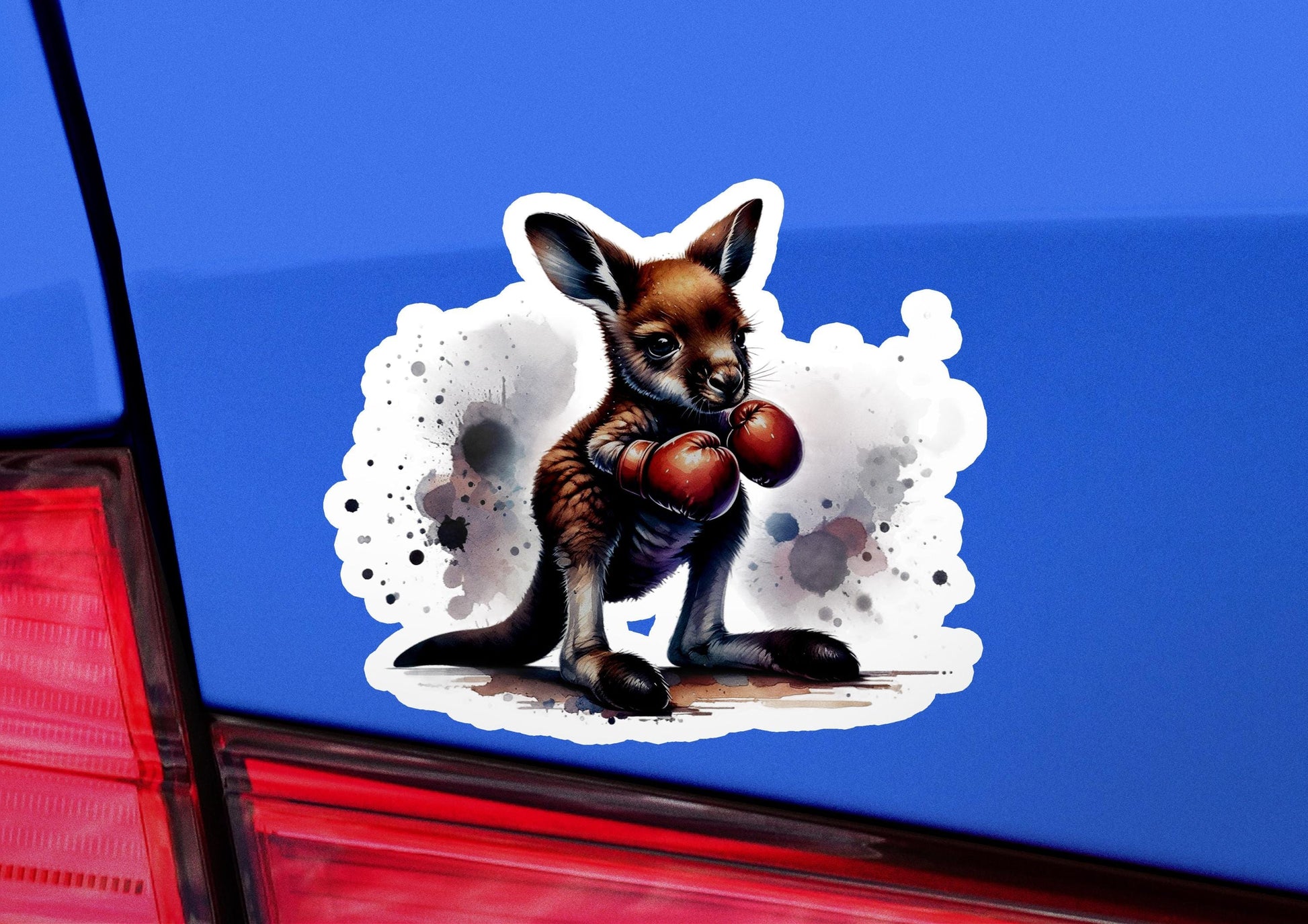 a sticker of a kangaroo holding a boxing glove