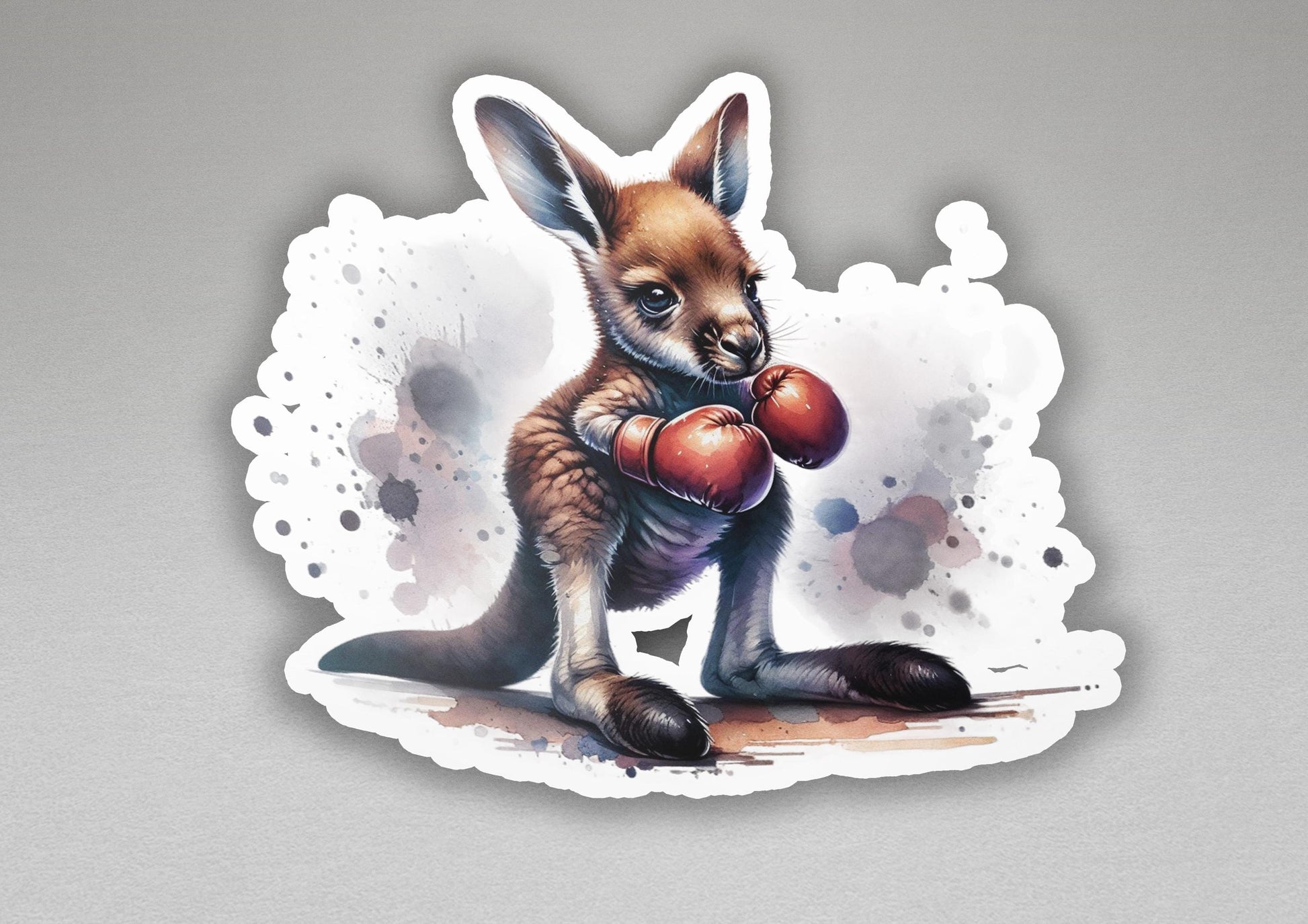 a sticker of a kangaroo with boxing gloves
