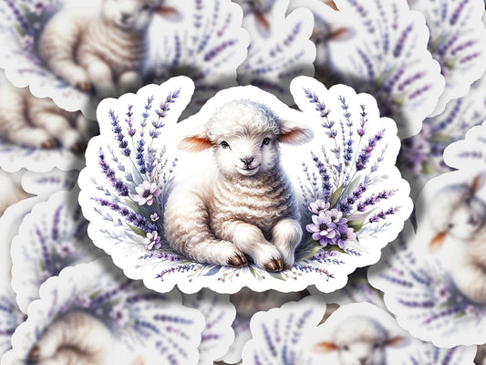 a picture of a sheep surrounded by flowers