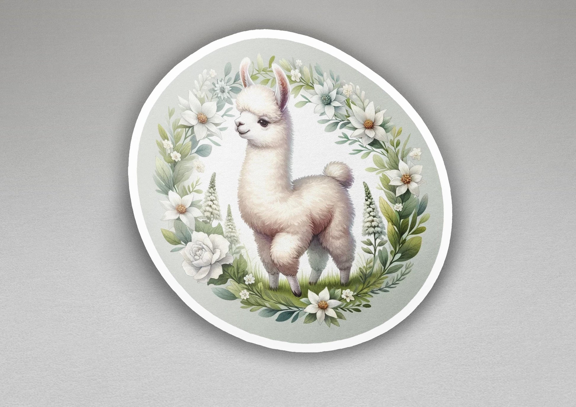 a picture of a llama surrounded by flowers