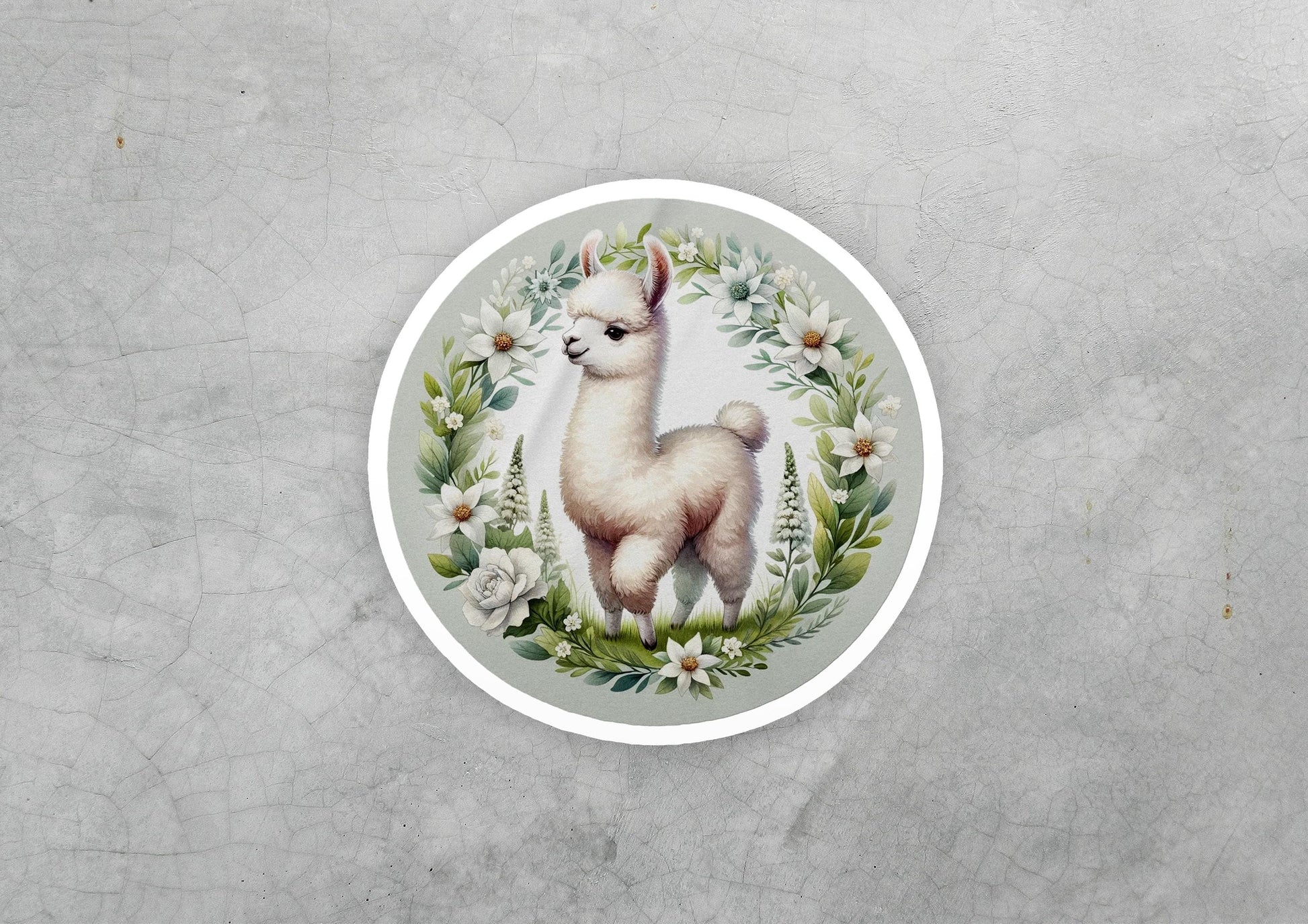a picture of a llama with flowers on it