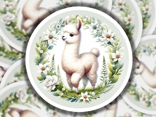 a picture of a llama surrounded by flowers