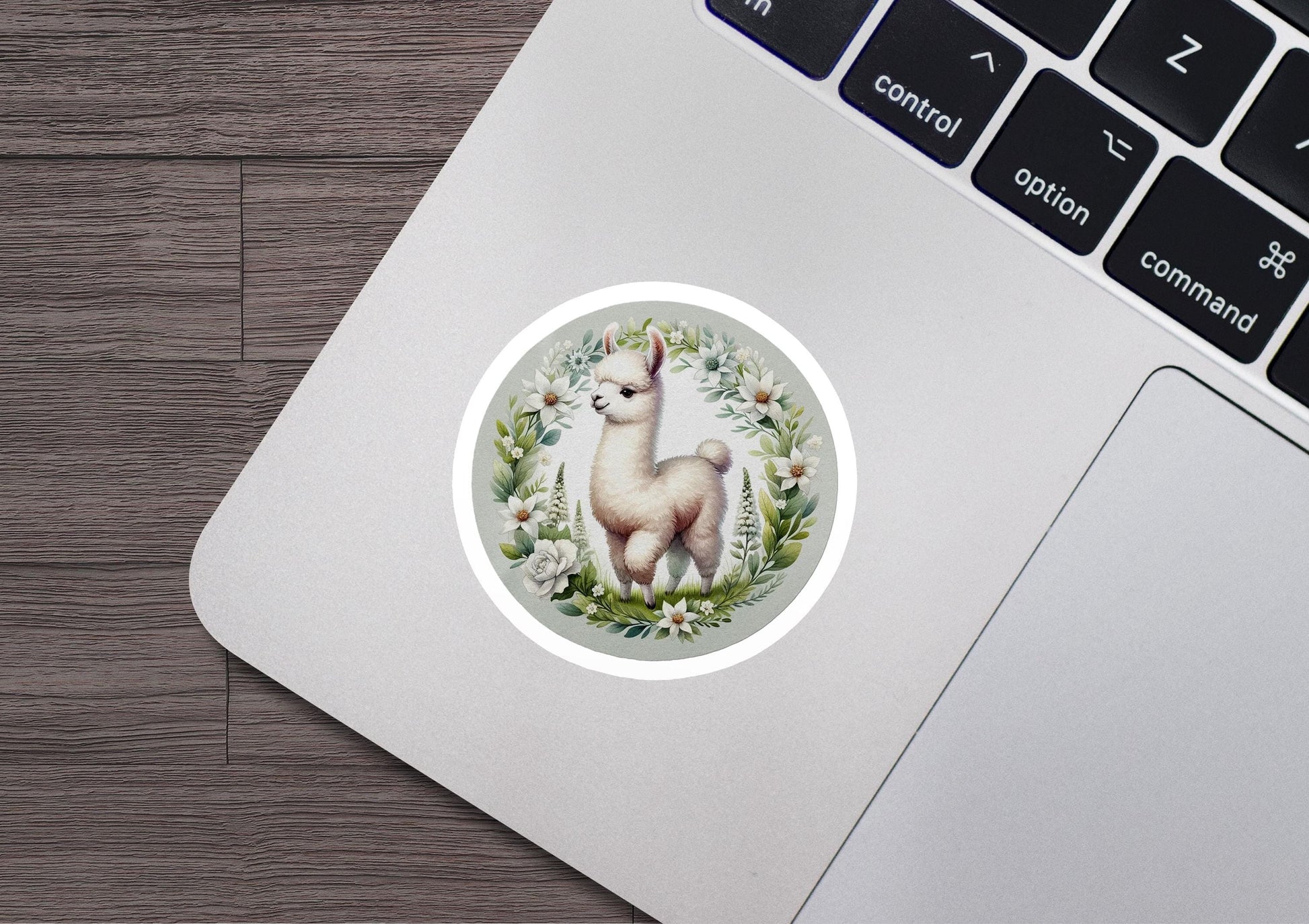 a sticker of a llama on a laptop keyboard