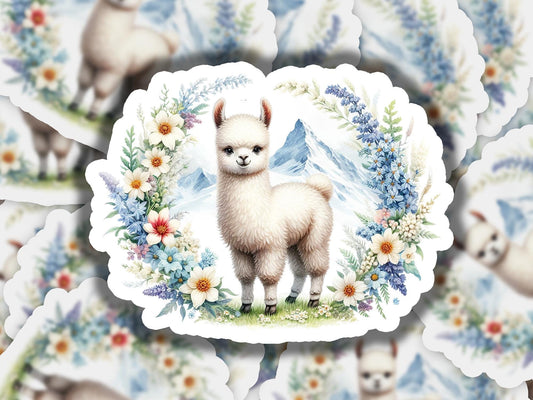 a picture of a llama surrounded by flowers