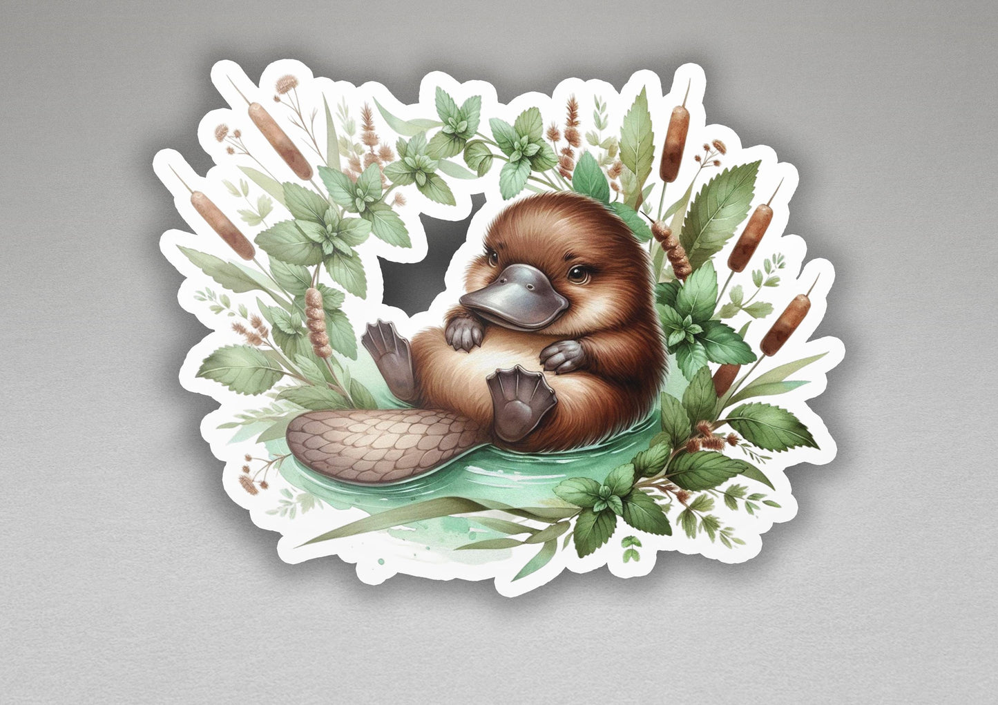 a sticker of a beaver holding a fish