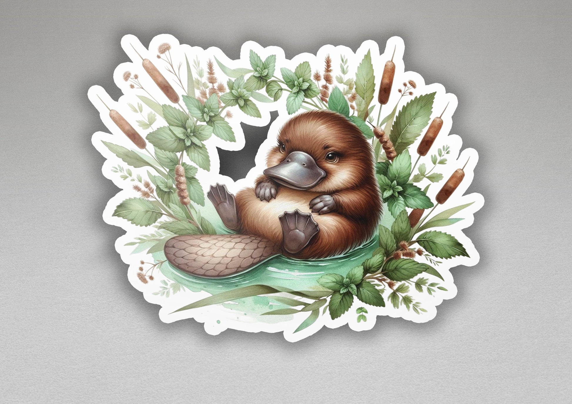a sticker of a beaver holding a fish
