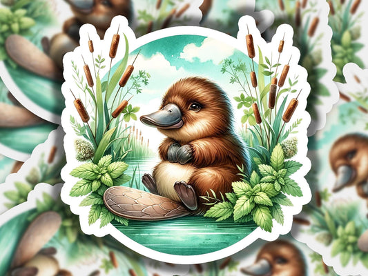 a sticker of a beaver sitting on the ground