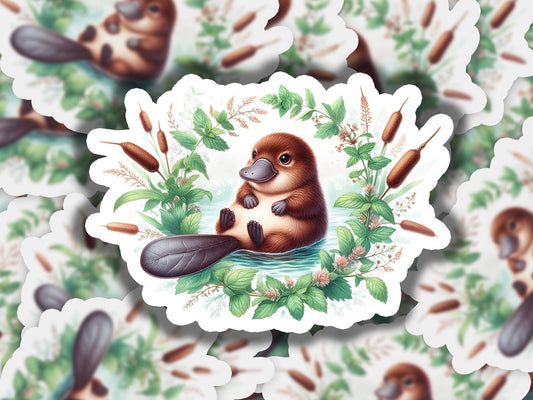 a sticker of a bird sitting on top of leaves