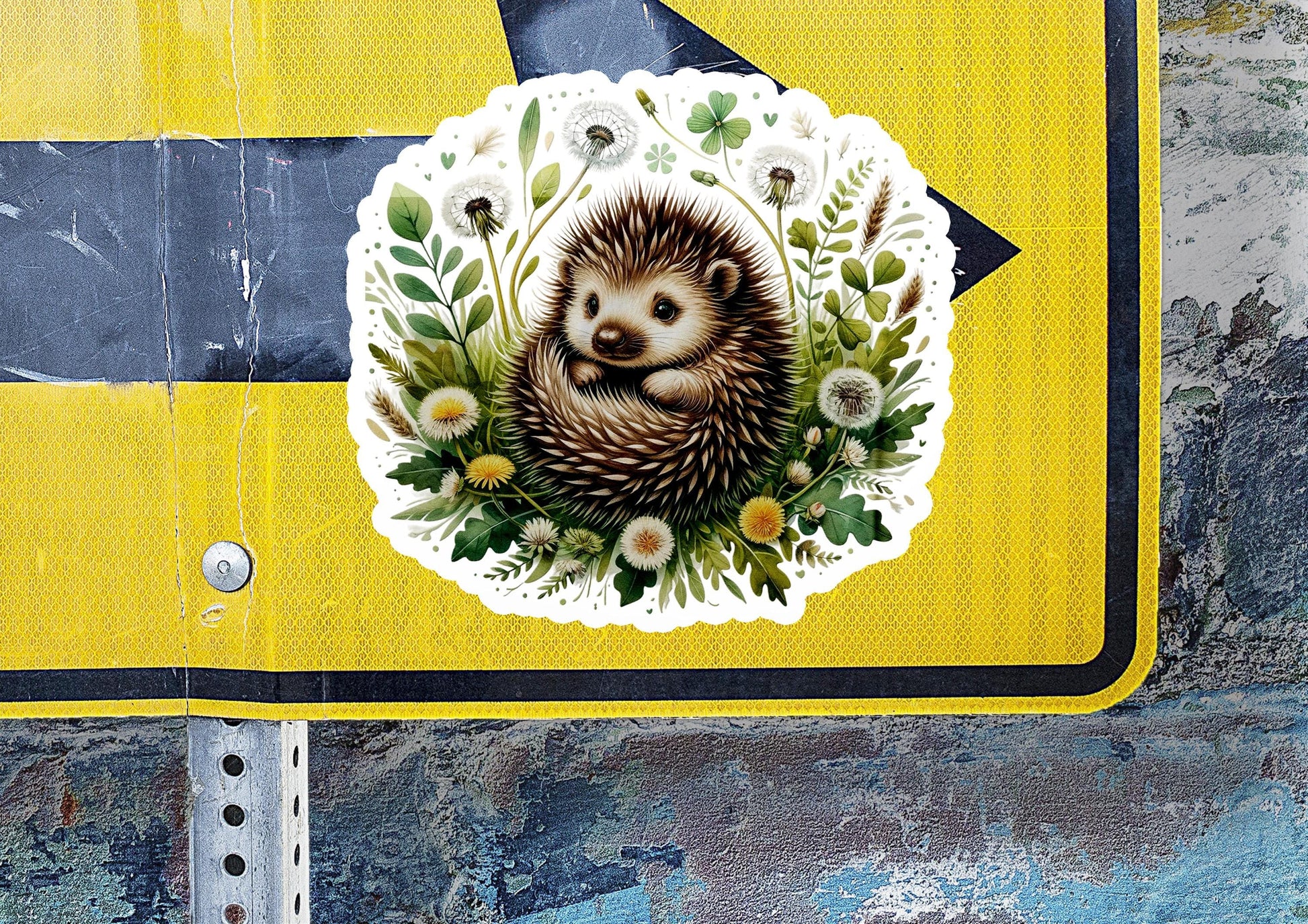 a sticker of a hedge on a street sign