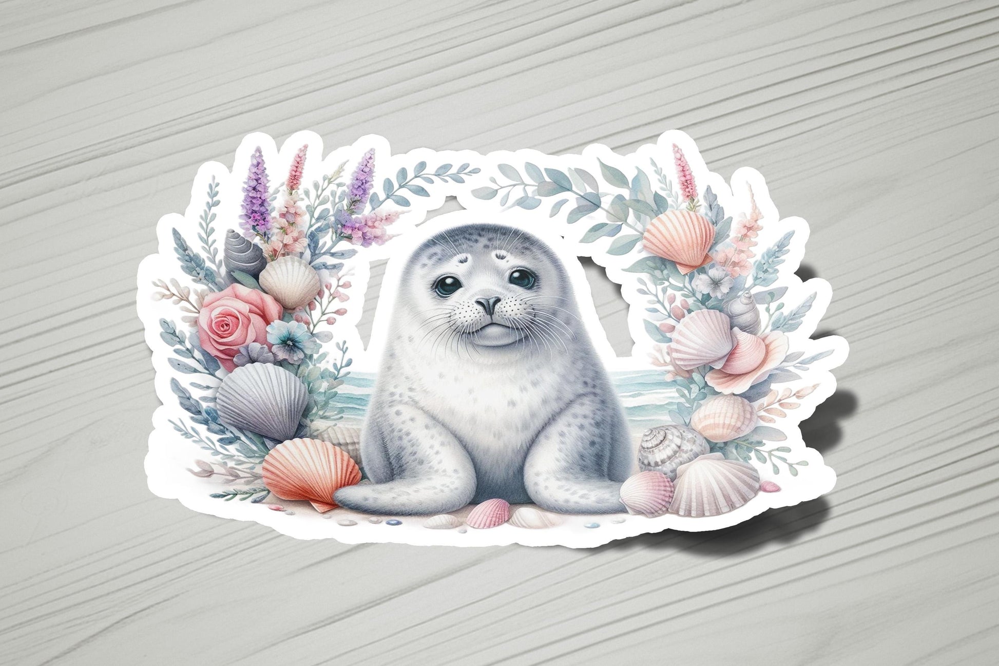a sticker with an image of a seal on it