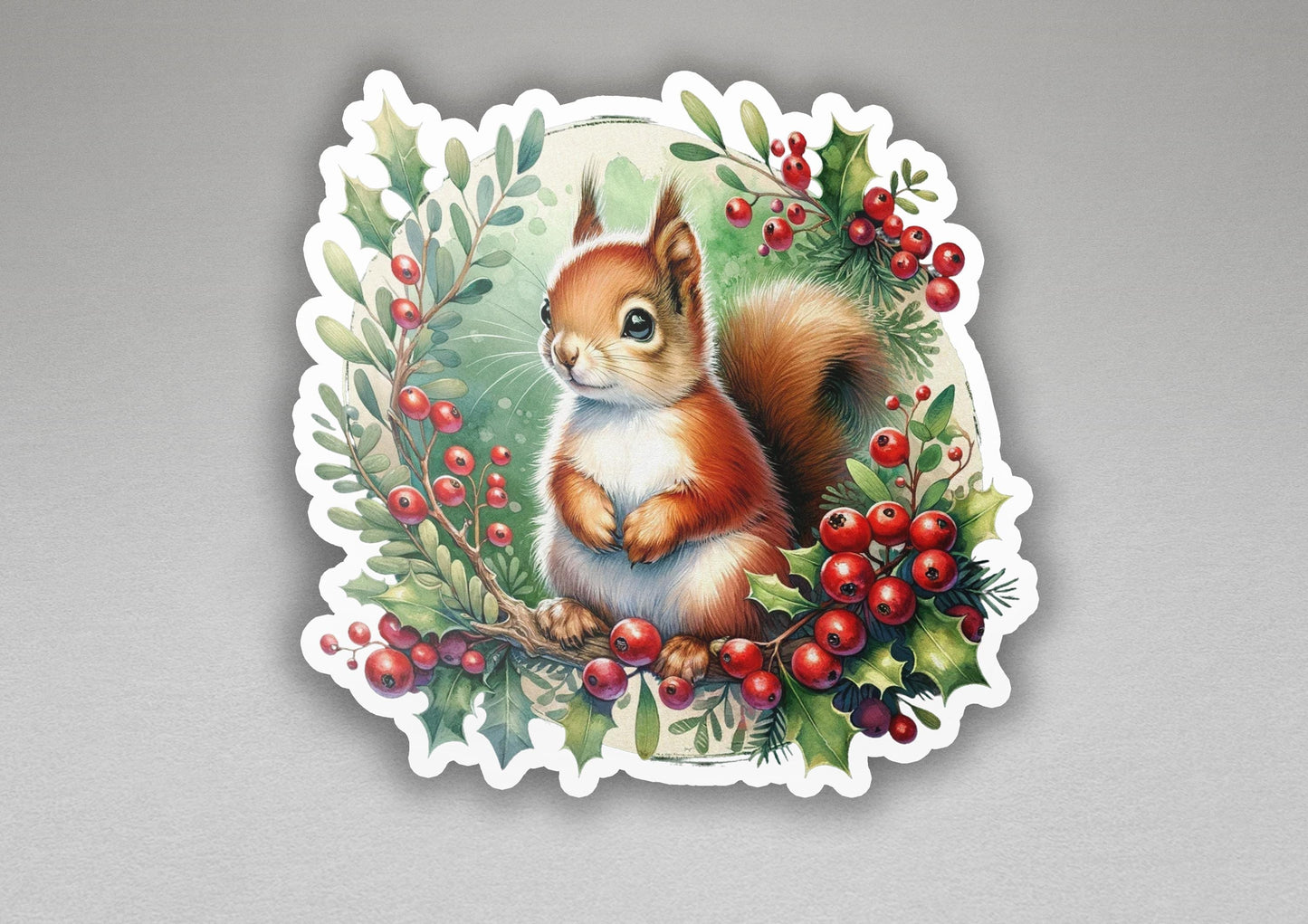 a sticker with a picture of a squirrel on it