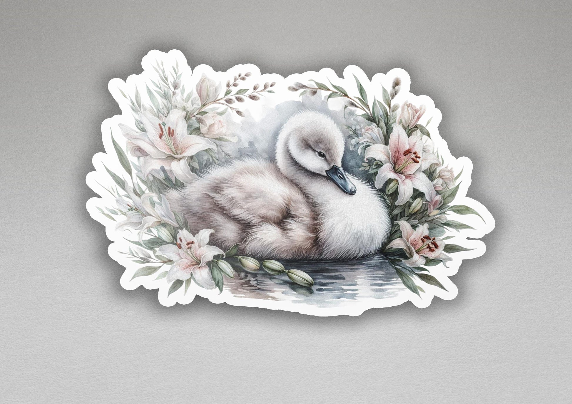 a picture of a duck with flowers on it