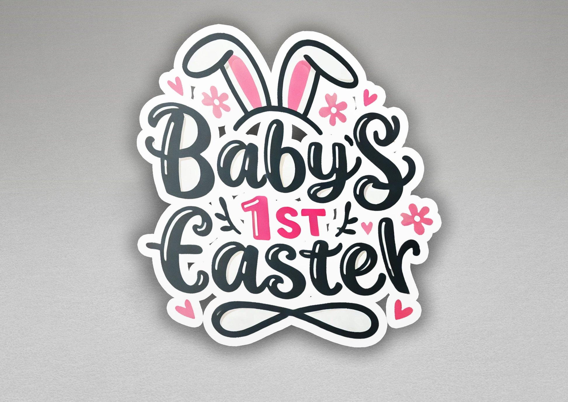 a sticker that says baby's 1st easter