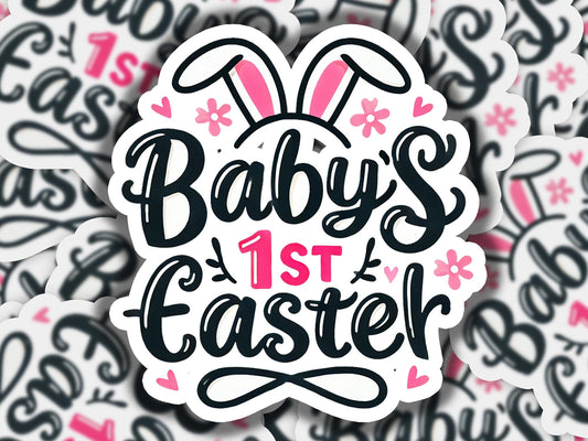 a sticker that says baby's 1st easter