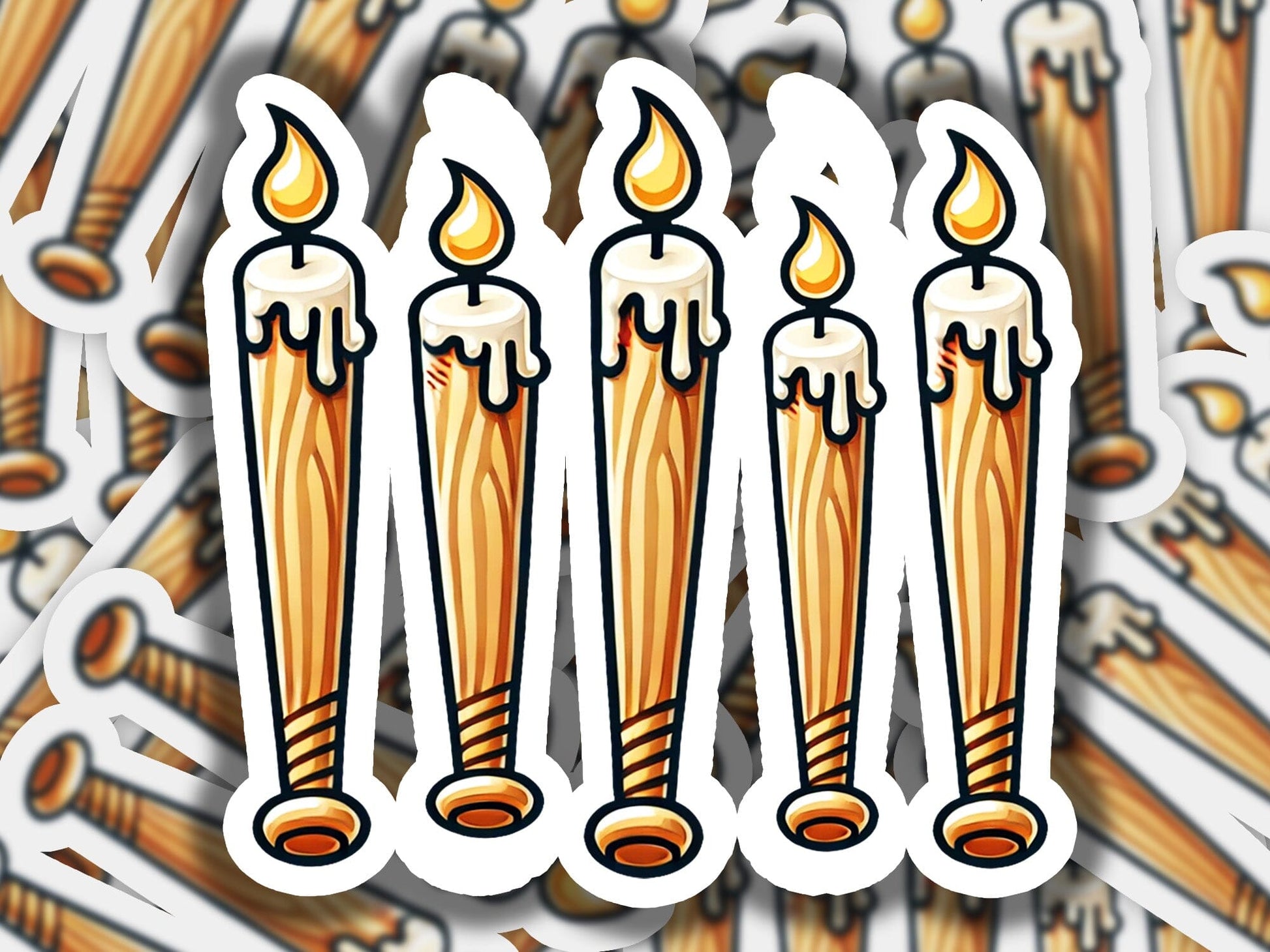 a group of stickers with candles on them