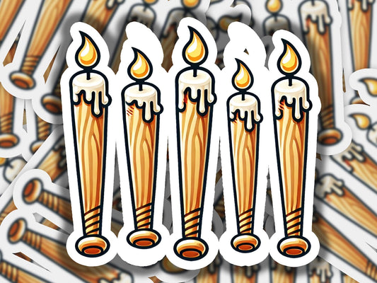 a group of stickers with candles on them