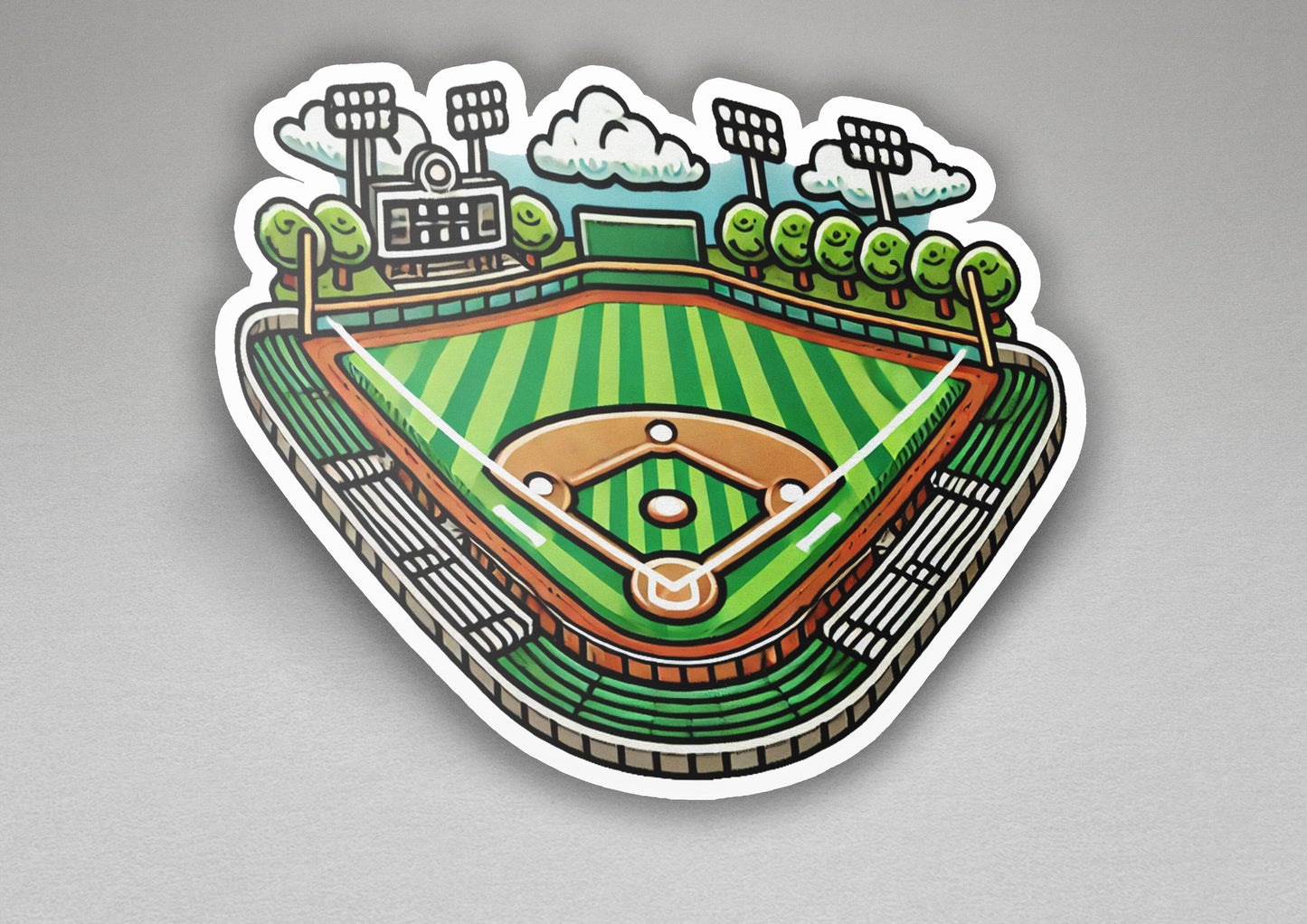 a picture of a baseball field with a sky background