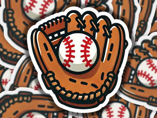 a close up of a baseball glove with a ball in it