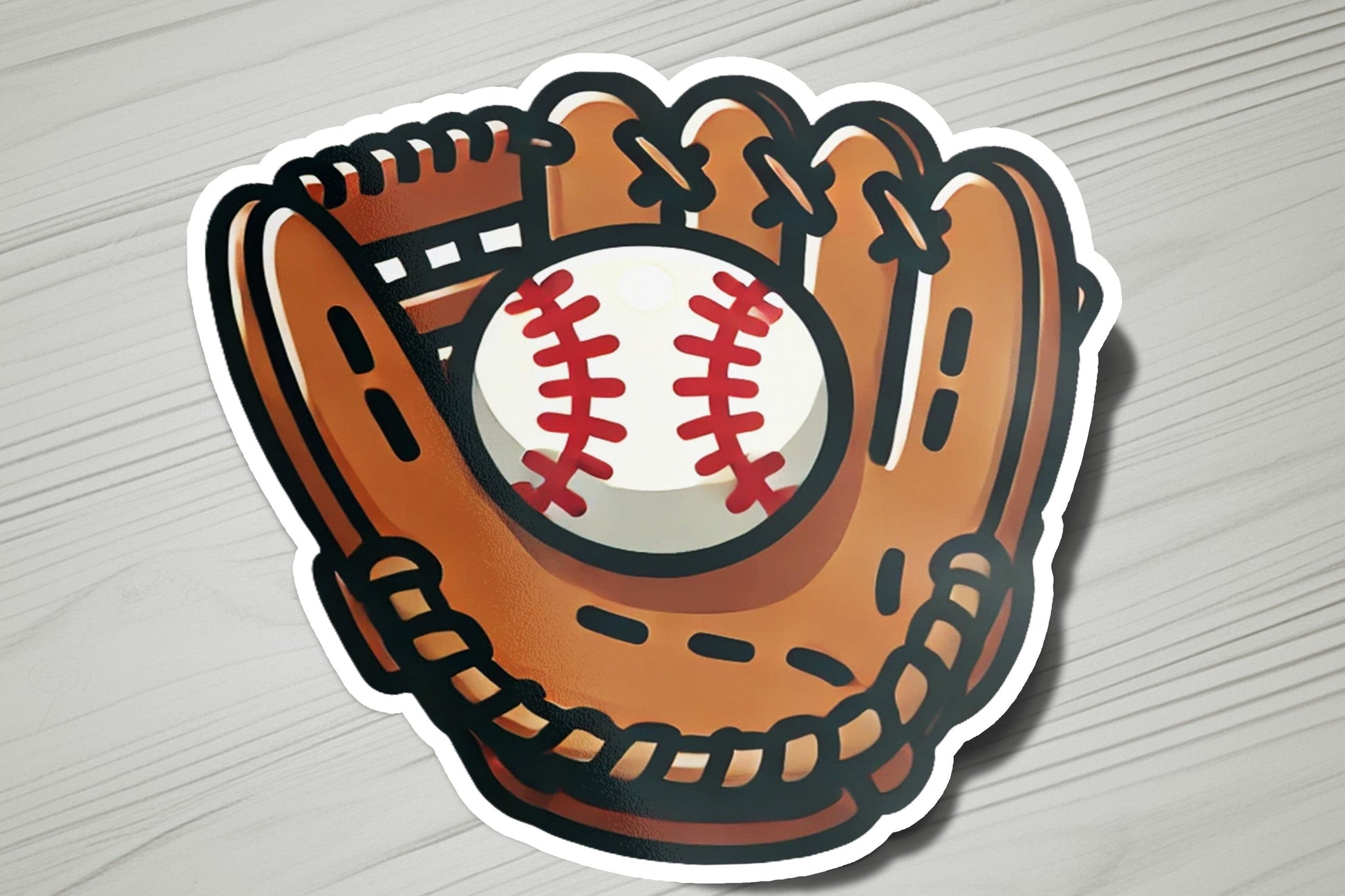 a baseball glove with a baseball inside of it