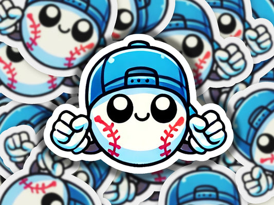a bunch of stickers with a baseball on them