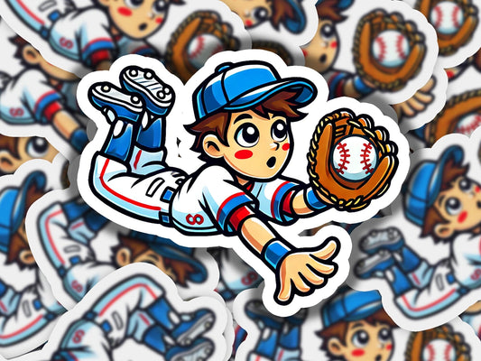 a sticker of a baseball player throwing a ball