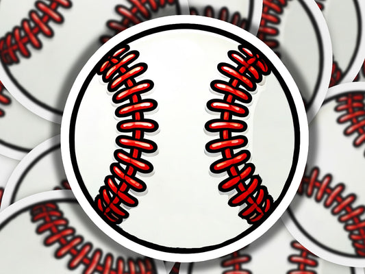 a close up of a baseball with red stitchs on it