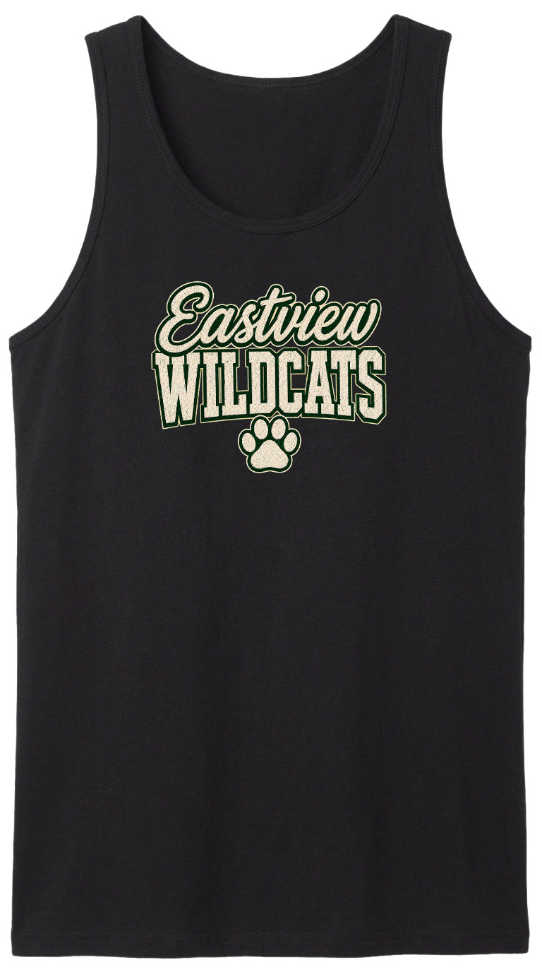 A black tank top with the text "Eastview Wildcats" printed on it.
