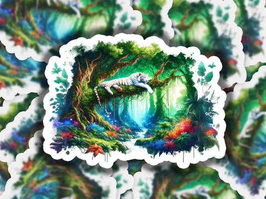 a picture of a white tiger in a forest