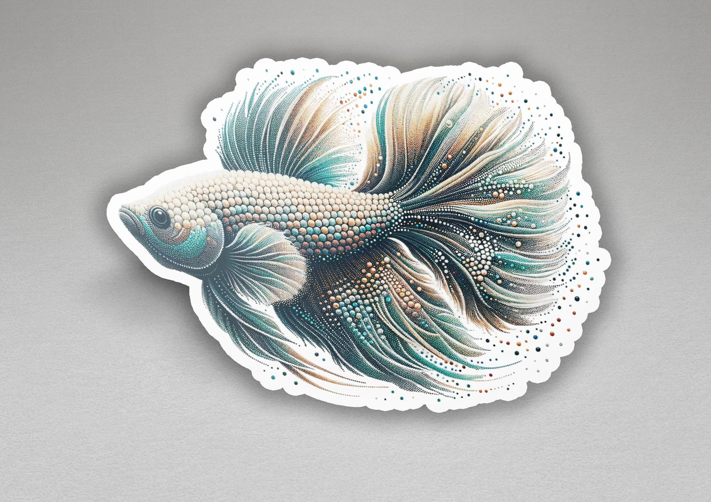 a sticker of a fish on a white background