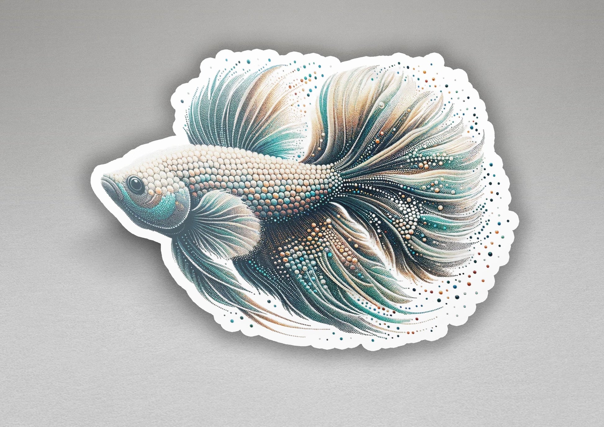 a sticker of a fish on a white background