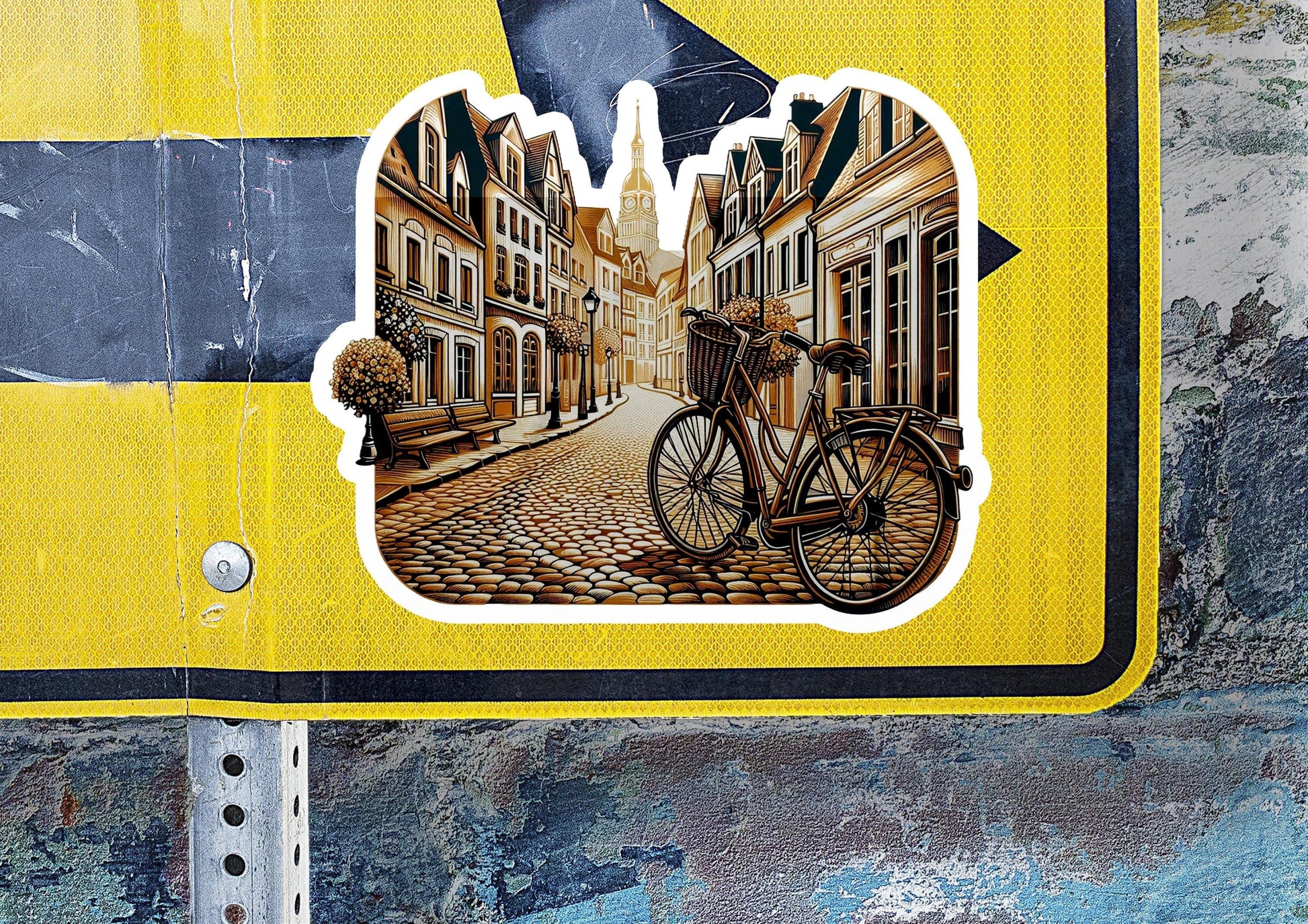 a street sign with a picture of a bicycle on it