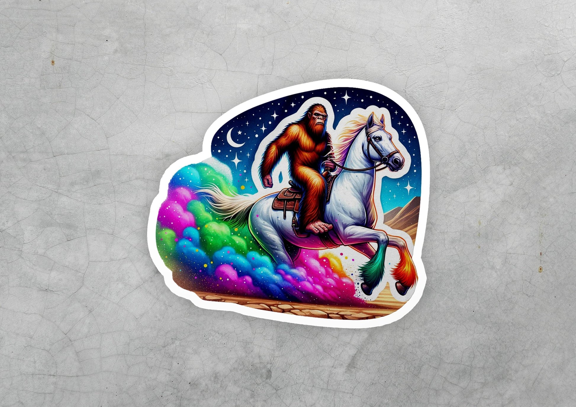 a sticker of a man riding a horse