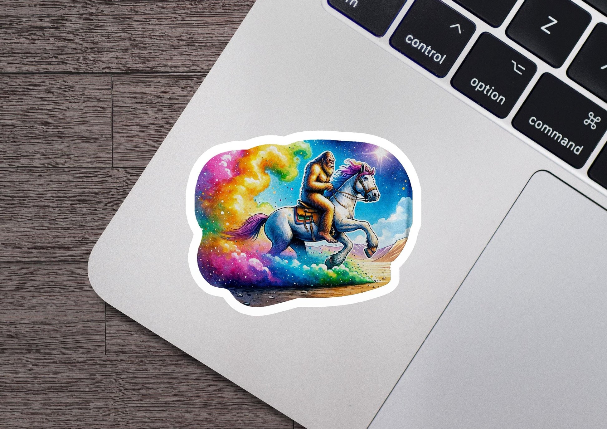 a sticker of a unicorn riding a horse